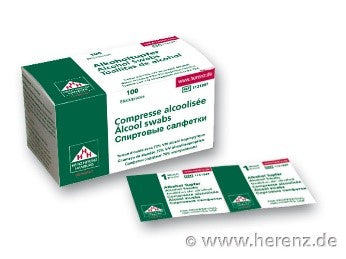 Alkoholtupfer Clinipad 6 cm x 3 cm - 100 Stück einzeln verpackt Heinz Herenz