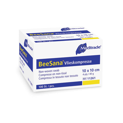 BeeSana® Vlieskompresse, unsteril, 4-fach, 40 g, 10 x 10 cm Meditrade