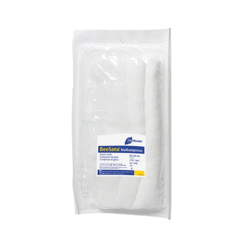 BeeSana® Mullkompresse, ohne RöKo, unsteril, 12-fach, 10 x 20 cm Meditrade