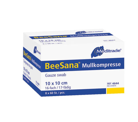 BeeSana® Mullkompresse, ohne RöKo, steril, 12-fach, 10 x 10 cm, 2 Stk Meditrade