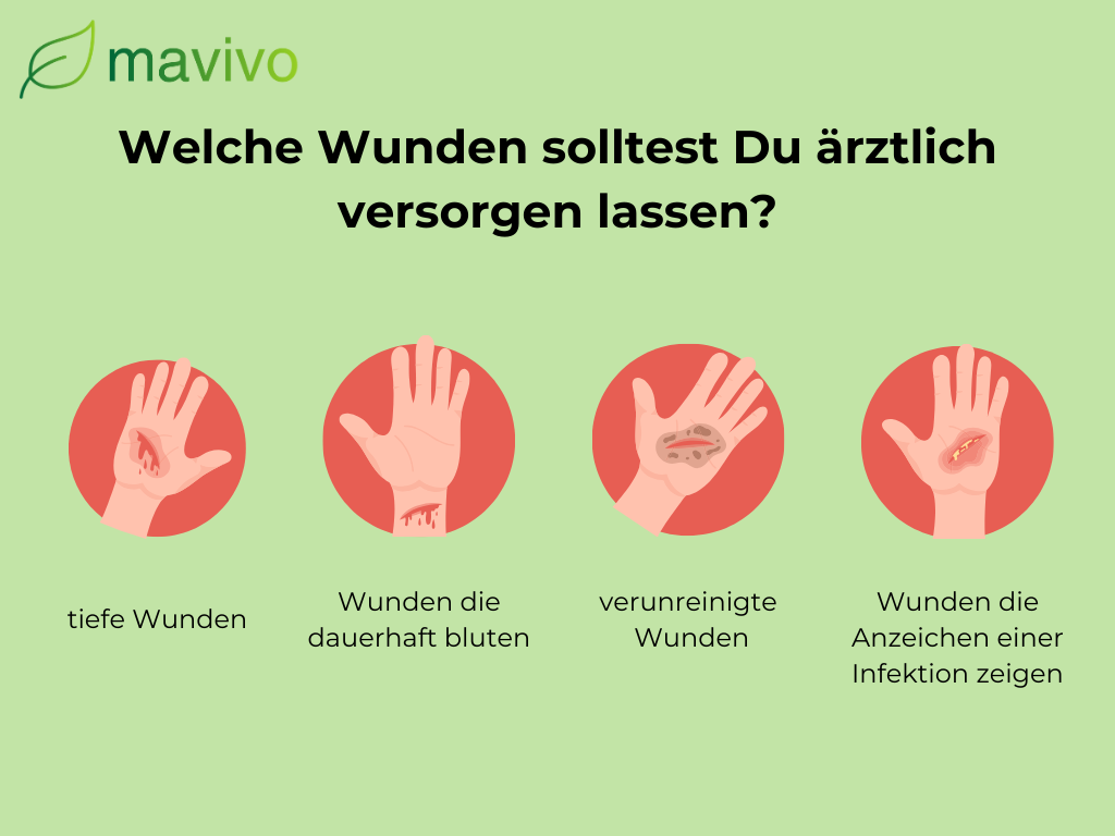 Wann sollte ich einen Arzt aufsuchen, anstatt die Wunde selbst zu versorgen?