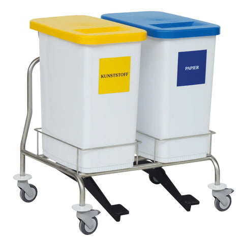 2-fach Fahrgestell mit Behältern, Deckel, Tretvorrichtung Novocal