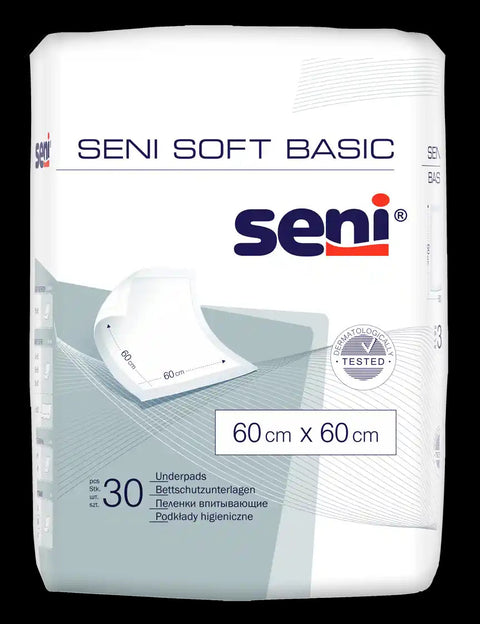 Seni Soft Basic Bettschutzunterlage 60cm x 60cm / 30 Stück Seni