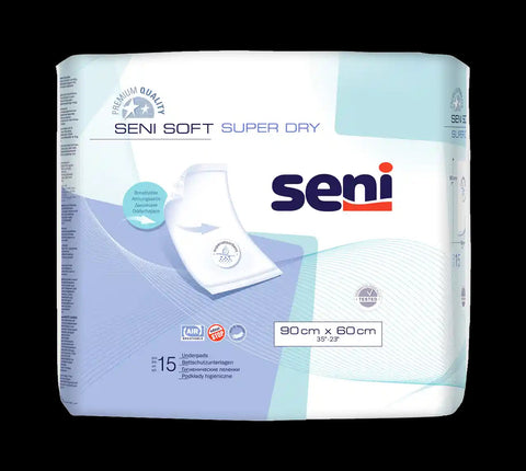 Seni Soft Super Dry Bettschutzunterlagen 90cm x 60cm / 15 Stück Seni