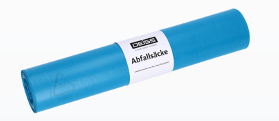 MÜLLSÄCKE, 120 LITER, 700MM X 1100MM, 29 MY, BLAU AUS LDPE Deiss
